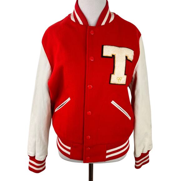 TNA Aritzia Women's Varsity Bomber Spee Wool Letterman Jacket Size Large - Picture 1 of 7